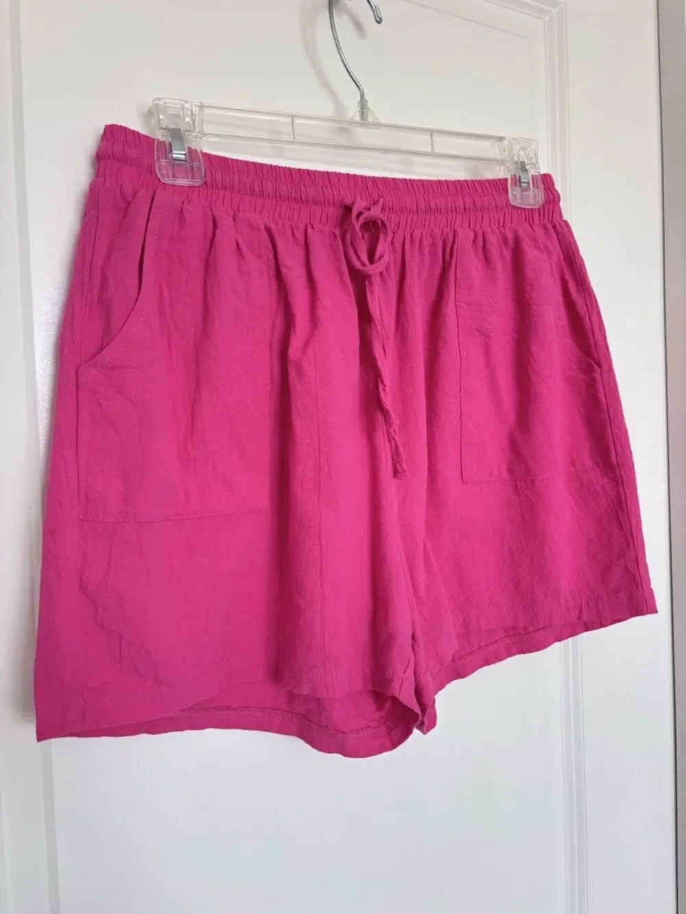 100% Cotton Matching Set Barbiecore Pink Cover up Outfit Button Up Shirt Short M